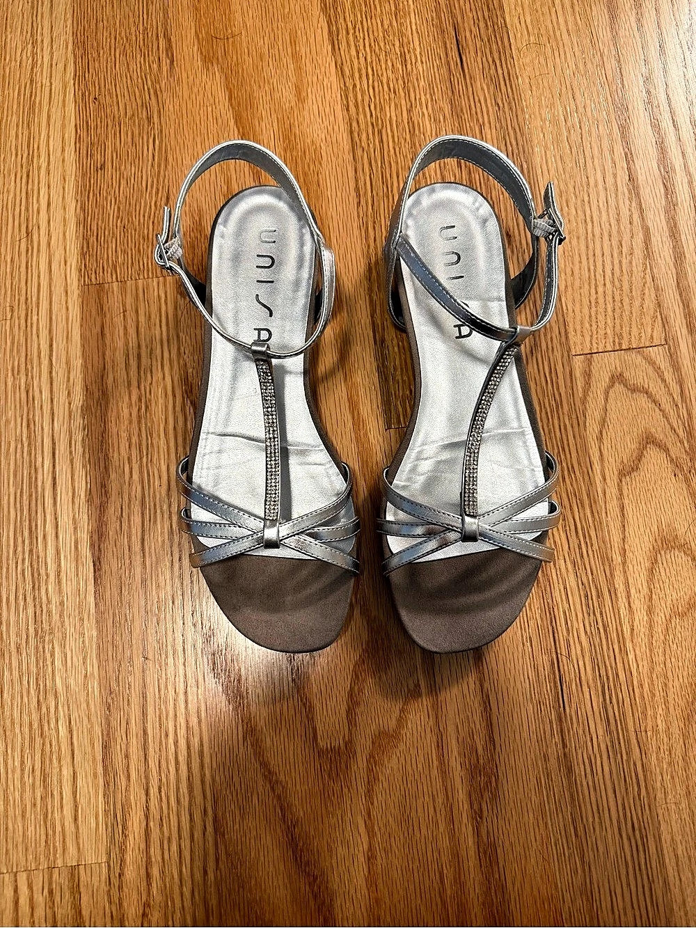 unisa Silver & Gray Strappy Sandals Size US 9